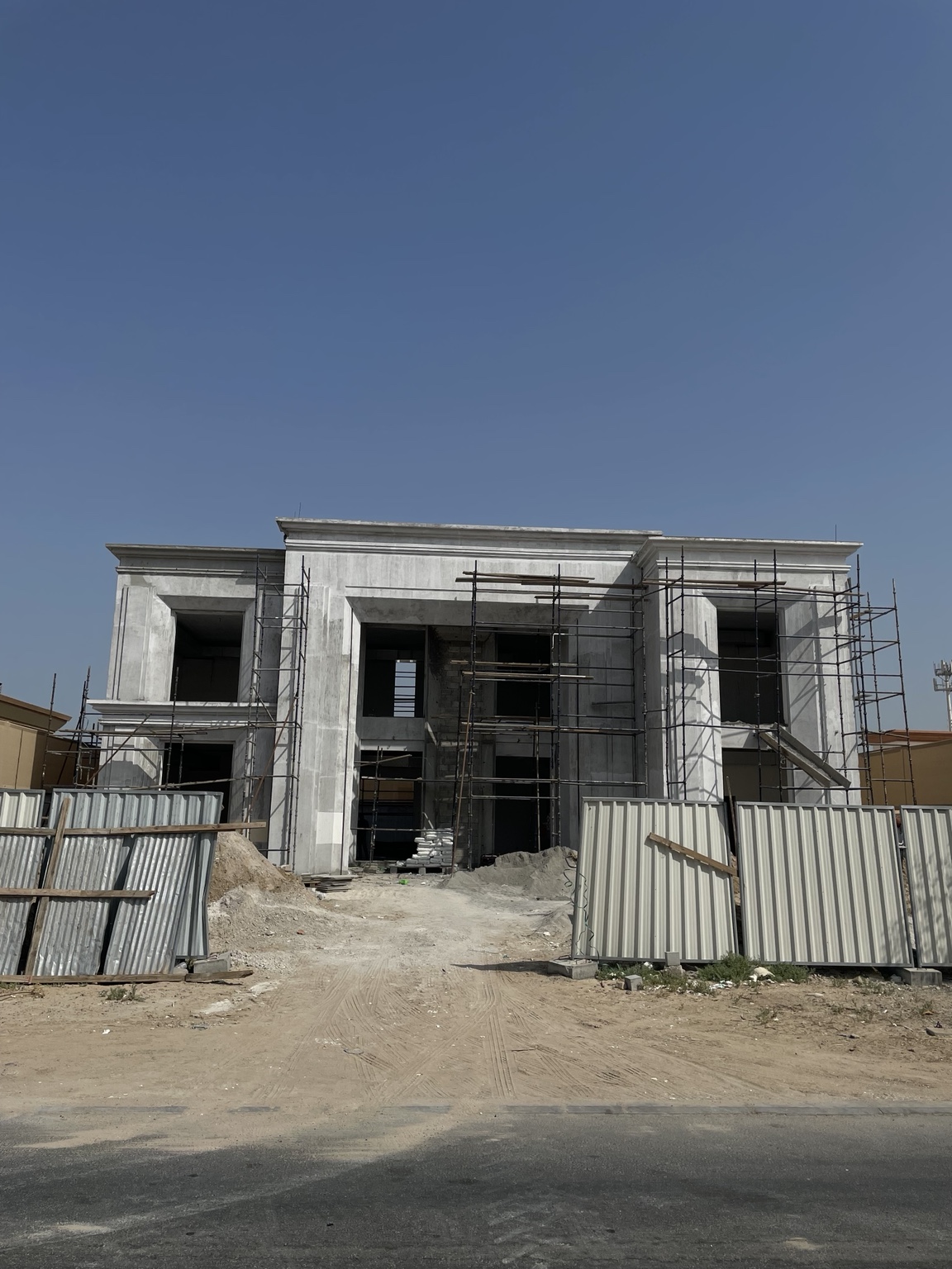 Building facade works in progress